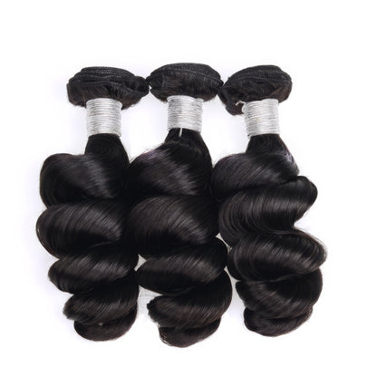 Premium Loose Wave 3 Bundle Deal with HD Lace Closure - Virgin Hair