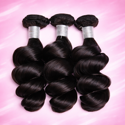 Premium Loose Wave 3 Bundle Deal with HD Lace Closure - Virgin Hair